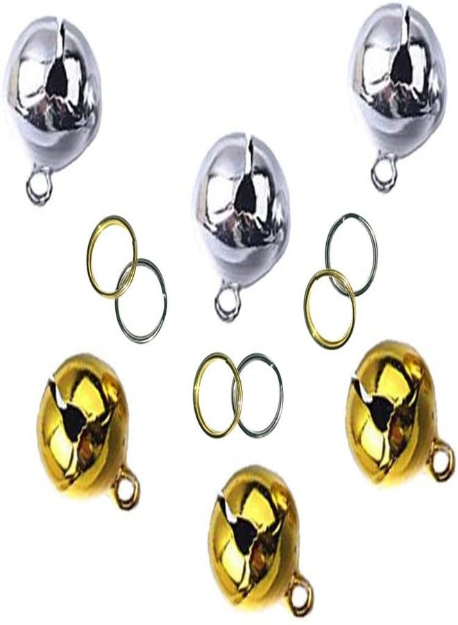 VOBRAMY 6Pcs small Bells,Pet Dogs and Cats Collar Bells,Pet Collar Accessories,1/2-Inch (3 gold + 3 silver) - Image 1